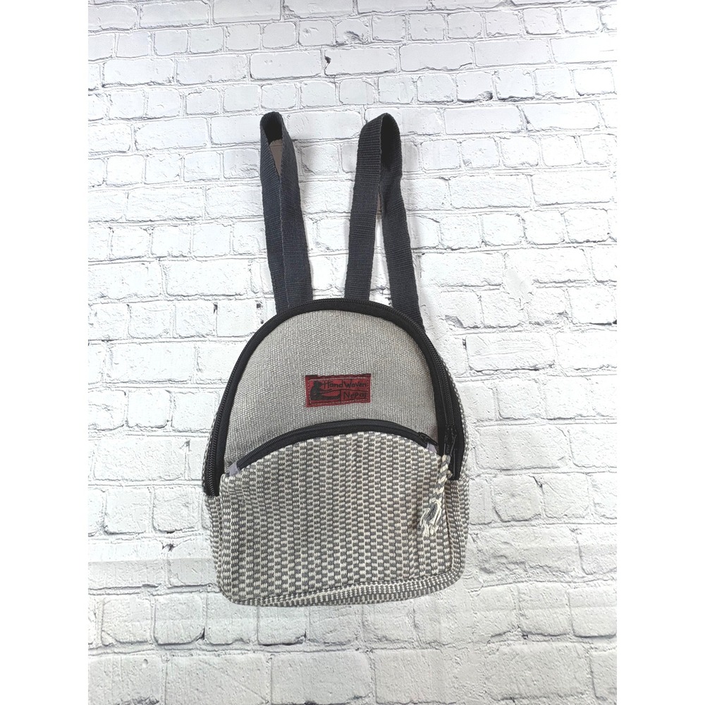 HandWoven Nepal Mini Backpack Womens Small Gray Good Artisan Handmade Boho